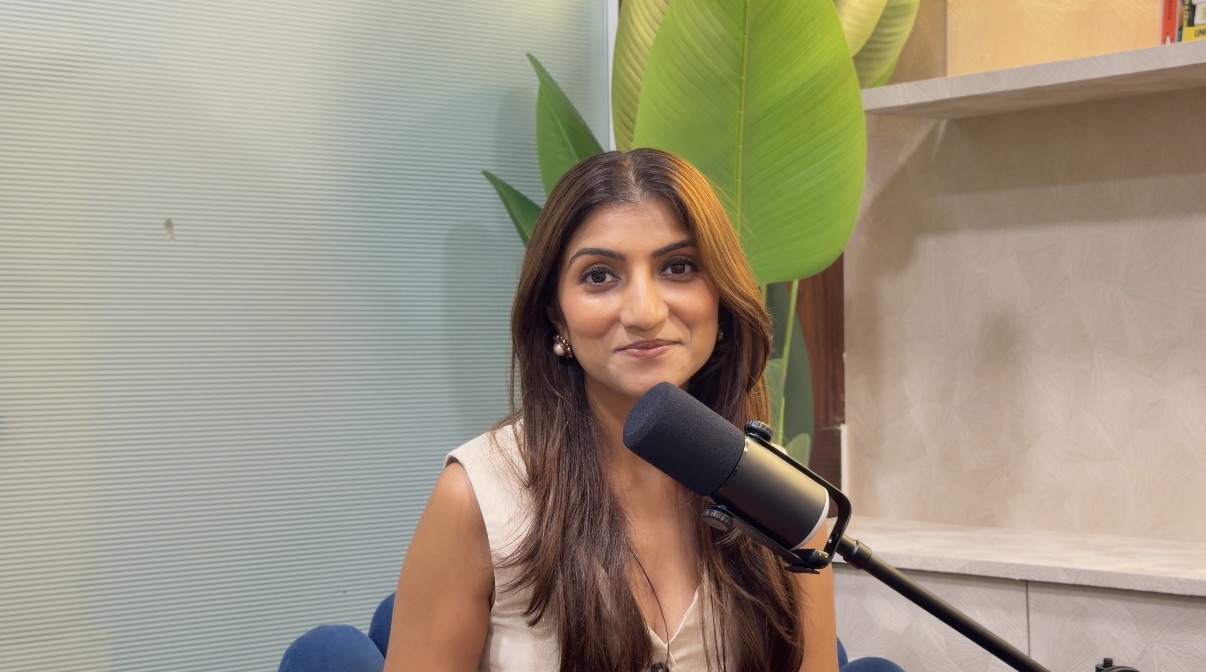 Sneha Jhaveri recording an episode of Mumma Approved